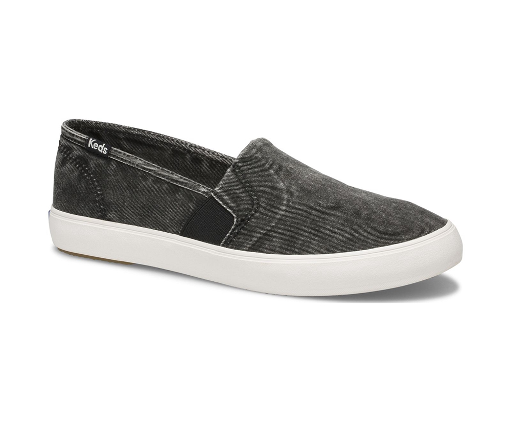 Womens Keds Slip Ons - Clipper Washed Solids - Black - 7821-UDVCP